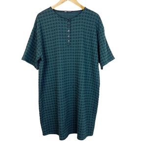 Zara Green Black Short Sleeve Shift Dress Size Large